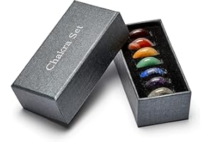 PURAJA Zestaw czakr premium z 7 najważniejszymi kamieniami szlachetnymi, zestaw kamieni leczniczych, 100% prawdziwych kamieni szlachetnych, czakr z wygrawerowanymi symbolami, ręcznie wykonane kamienie lecznicze do medytacji