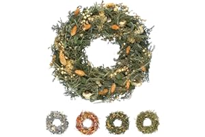 PHILARO Trockenblumenkranz All Seasons Ø 29cm grün/orange - kein Plastik I Trockenblumen Premium Qualität aus Europa - Türkranz - Tischkranz - Wandkranz - Trockenblumenkranz