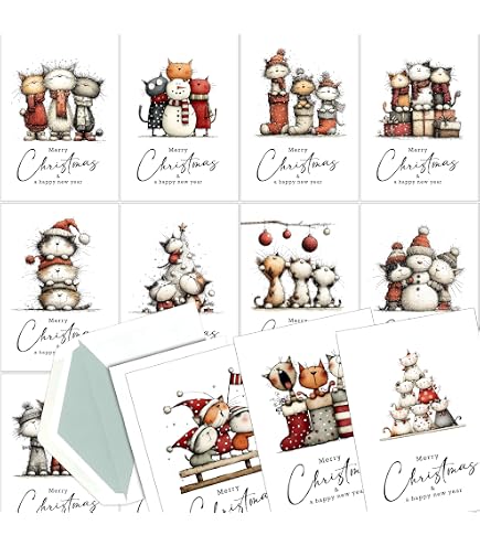 Boofle Biglietto Di Natale Dal Gatto Con Lamina Oro, Messaggio Inglese 'Wishing You A Purrfect Christmas', FSC