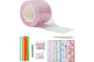 KAVI' S Nano Tape Bubbles Set, Nano Tape Bubbles DIY Creative Blow Bubbles Ruban adhésif double face avec paillettes et gonfleur, pour Bulles, Traceless Adhesive Tape, Bubble DIY Craft Kit (rose)