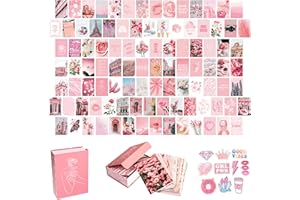 Artivo Pink Aesthetic Wall Collage Kit, 100 Set 4x6 inch, Room Decor for Teen Girls, Pretty Blush Pink Wall Art Print, Dorm Photo Collection, Small Posters for Room Aesthetic