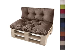 sunnypillow Palettenkissen Auflage Set für Europaletten Indoor und Outdoor Palettenpolster Palettensofa Kissen mit schöner Steppung viele Größen Set:Sitzkissen 120x80 + Rückenkissen 120x40, Braun