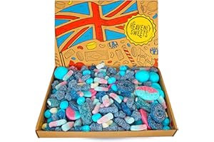 Boîte cadeau de bonbons Pick 'n Mix - Grand assortiment de bonbons bleus 850g à choisir et à mélanger Boîte cadeau rétro - Fête des mères, anniversaire