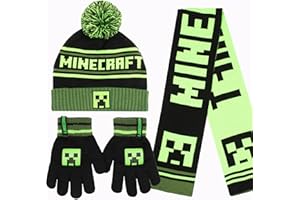 Minecraft Winter Hat & Gloves Set for Boys – Warm & Cosy Beanie Hat & Gloves – Perfect for Kids Ages 6-12