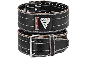 RDX 4” Cintura Palestra Sollevamento Pesi, Vacchetta Pelle 6 mm Spessore, IPL USPA Approvato, Schiena Lumbare Supporto 12 Regolabile Fori Powerlifting Bodybuilding Fitness Gym Allenamento, Uomo Donna