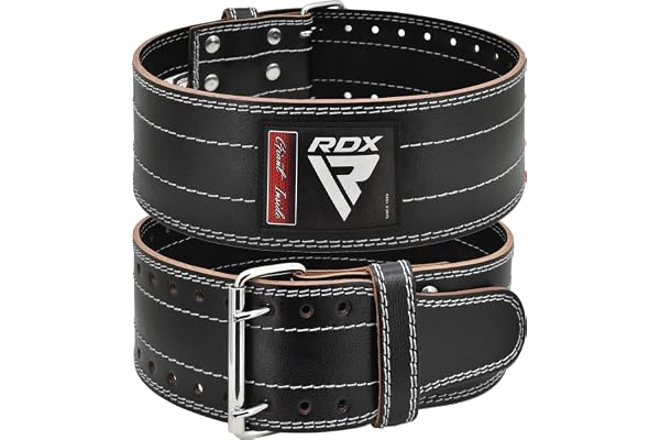 RDX Ceinture de Musculation Powerlifting, IPL USPA Approuvé, 6MM Épais 100% Cuir, 4” Réglable Support Lombaire, D'haltérophilie Bodybuilding Entraînement en Force Exercise Fitness Belt, Homme Femme