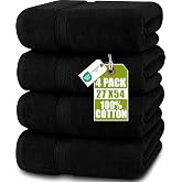 Utopia Towels Cotton Bath Towels, Pack of 4, 69 x 137 cm, Black | Ring Spun Cotton Towels, Lightweight and Premium Quality Hi