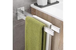 OETAMS Porta Asciugamani Forato Bagno, Portasciugamani da Parete Adesivo in Acciaio Inox, Porta Salviette Bagno