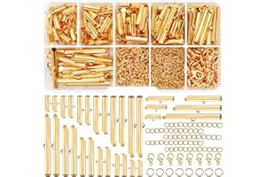 EuTengHao fermoir coulissant pour métiers à perles barre d’extrémité Tube coulissant anneau saut ouvert fermoir homard chaîne extenseur Kit de recherche de bijoux pour perles collier Bracelet Doré