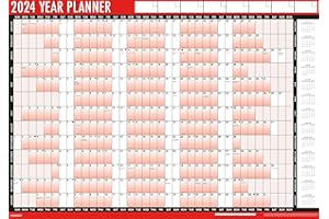 G4GADGET Planificador anual 2023 tamaño A2, planificador de pared laminado grande, calendario de 59,4 cm x 43 cm, con bolígrafo de borrado en seco y puntos adhesivos