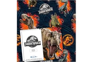 DANILO PROMOTIONS LTD Jurassic World - Papel de regalo, 10 hojas, 10 etiquetas, tamaño de la hoja, 70 x 50 cm, producto oficial con recursos responsables