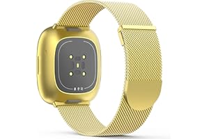 Higgs Cinturini Compatibile con Cinturino Fitbit Versa 3/Fitbit Sense/Sense 2 per Donna e Uomo, Cinturino Magnetiche Regolabili Doppie per Versa 3/Sense 2/Sense, Liscio Maglia Milanese