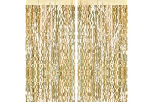 G2PLUS Champagner Gold Lametta Vorhang Welle: Metallic Glitzer Vorhang, Ideal Dekoration für Weihnachten, Hochzeit, Geburtstag Party, Perfekt als Foto Hintergrund, 2er Set