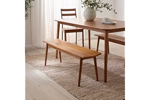 Furniturebox UK Solid Wood Dining Bench - Lynton Large Walnut Stained Wooden Bench 120cm - Modern Traditional Classic Farmhouse Style - Retro Nods - Solid Rubberwood Kitchen Dining Room Furniture