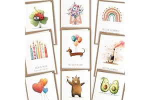 ‎LOVILEE LOViLEE 10x Geburtstagskarten Set mit Umschlag & Stickern - Glückwunschkarten Geburtstag, Happy Birthday Karte - Grußkarten - Geburtstagskarte Frau, Geburtstagskarte Mann - Klappkarten Set 2