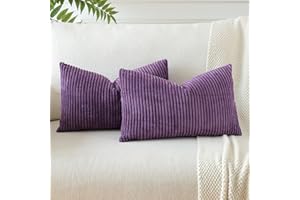 JOTOM Fodere In Velluto a coste Morbido Fodere Di Cuscino Decorativo Cuscino Fodere Per Cuscini Da Letto Per La Decorazione Della Casa Per Divano Camera Da Letto 40x60 cm Set Di 2 (Melanzana Viola)