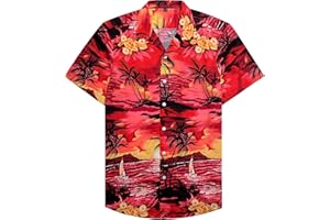 siliteelon Mens Hawaiian Shirt Cotton Regular Fit Short Sleeve No Iron Casual Beach Summer Aloha Shirt