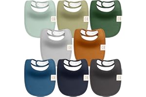 KeaBabies 8-Pack Bavoirs Bio Bébé Fille et Garçon – Bavoirs Bébé en Coton, Bavoirs de Dentition Bébé Anti-bave