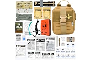 RHINO RESCUE First Aid Kit, Molle IFAK Medical Pouch for Tactical, Car, Camping, Travel, Hiking, Khaki