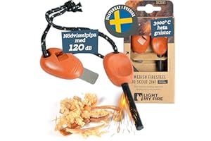 Light My Fire Ignition Steel Scout - All-Weather Fire Starter Ferrocerium Survival Equipment Kit Hiking - 2 in 1 Fire Starter 3000 Ignitions, Magnesium Fire Starter Camping - Outdoor Survival &