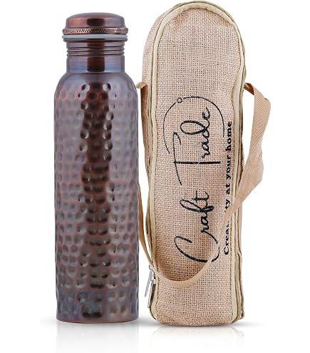 Cop29 Handgefertigte Kupferwasserflasche Mit Wabenmuster - 1000 Ml Karaffe Fürs Schlafzimmer (matt Gold)