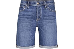 JACK & JONES Pantaloncino Chino Denim, con Tasche Laterali, Risvolti alla Gamba e Chiusura con Zip e Bottone.