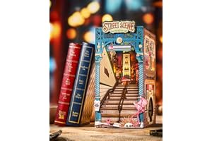 Rolife Book Nook Street Scene, Kit Casa Miniatura DIY con Luci, Booknook per Adulti da Costruire, Supporto per Libri in Legno 3D da Collezione & Decorazione per Libreria, Regali di Compleanno e Natale
