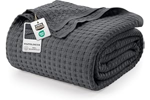 Utopia Bedding 100% Baumwolle Waffeldecke Kuschedecke 300 GSM (Anthrazit - 228 x 182 cm) weiche leichte, atmungsaktive tagesdecke, Sofa & Couch überwurf für alle Jahreszeiten