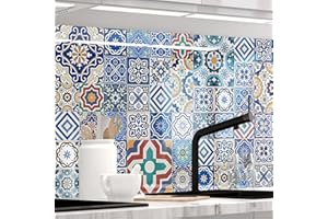 StickerProfis Küchenrückwand selbstklebend Glasoptik - MAROKKO Fliesen - 1.8mm, Versteift, alle Untergründe, Hart PET Material, Premium 60 x 220cm