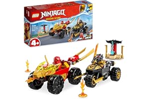 LEGO 71789 Ninjago Le Combat en Voiture et en Moto de Kai et Ras, Jouet Ninja de Course pour Enfants Dès 4 Ans avec 2 Minifigurines de la série TV L’Ascension des Dragons