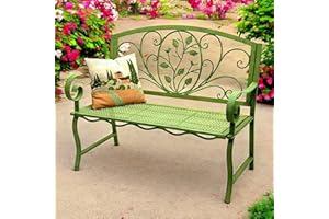DanDiBo Ławka ogrodowa, odporna na warunki atmosferyczne, 2-osobowa, metalowa, zielona, 110 cm, 96593, ławka do siedzenia, żelazna, ławka ogrodowa, antyczna ławka parkowa