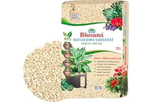 Blusana Bimsstein Pflanzsubstrat 25 Liter für Pflanzen natürliches Vulkangestein | mineralisches Granulat grobe Körnung 8-16 mm Hydrokultur Drainage Dekor