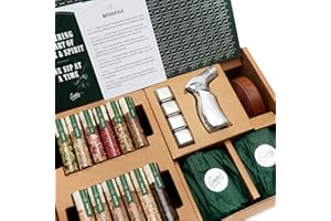 DIY Whiskey & Cocktail Smoker Kit - Premium Wood & Botanical Smoking Kit - Includes 6 Wood Chips, 6 Botanicals, 2 Glasses, Whiskey Stones, Torch & Chimney - Unique Gift for Men, Birthdays & Christmas