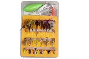 ‎DAYUYUE DAYUYUE 18-teiliges 19-teiliges Fliegenfischer-Mix-Set, Zubehör 102 Stück in Kunststoff-Angelgerätebox enthalten