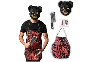 HALLOWEENMANIA 5 pcs Horror Bear Costume - Halloween Costumes For Men - Adult & Teen One Size Fits All - 2025 Trending Fancy Dress - UK Based Brand