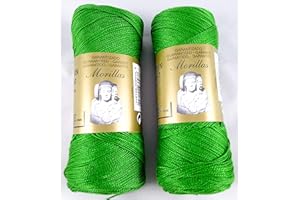 MORILLAS PACK 2 ZEPELINES Algodón perlé 100% egipcio mercerizado para DIY y tejer a mano labores de ganchillo o punto con un acabado elegante. (2 X 70gr) (8, VERDE 21)