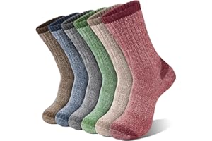 Chalier Finery 6 Pairs Wool Women Socks, Thermal Socks Warm Hiking Winter Socks Cozy Walking Thick Socks Christmas Gifts for Women