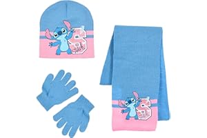 DISNEY LION GUARD Disney Stitch Gorro Bufanda y Guantes para Niña, Conjunto de Invierno para Niñas, Gorra Bufanda y Guantes, Accesorios de Invierno Infantil, Regalo para Niñas