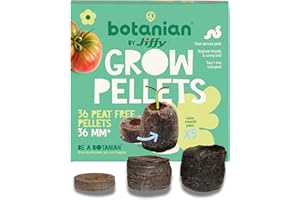LBS HORTICULTURE Jiffy Botanian 36 Peat Free Plant Starter Pellets - Biodegradable Coir Seed Plugs Perfect for Herbs, Flowers & Vegetables. Easy to Use Germination Grow Discs, Ideal for Seedlings & Cuttings Growth