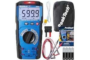 PeakTech 3350 - True RMS Multimeter mit Digital Anzeige Strommessgerät mit 6000 Counts Profi-Messgerät für Elektriker 10A AC/DC - CAT III 600V, automatische Bereichswahl