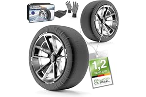 Walser Premium Cadenas de Nieve Ultra Grip, Juego de 2 Cadenas de Nieve Textiles, Dos Fundas Rueda Nieve para Coche, Cadenas de Nieve Textiles, Cadenas de Invierno Coche tamaño de llanta R13-R22, XL