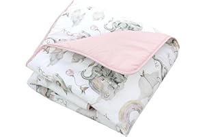 TupTam Tapis de jeu pour Bébé Enfants Tapis d'éveil 120 x 120 cm Rembourré XXL Chambre de Bébé, Éléphant Arc-en-ciel Gris Rose poudré