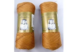 MORILLAS PACK 2 ZEPELINES Algodón perlé 100% egipcio mercerizado para DIY y tejer a mano labores de ganchillo o punto con un acabado elegante. (2 X 70gr) (8, OCRE 41)