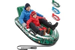 ‎QPAU QPAU 2-Personen aufblasbare Schneerutschbahn mit Premium-Canvas Bezug, robuste Schlitten mit Rückenlehne & verstärkten Griffen, Winter-Inflatable Spielzeug & Geschenk