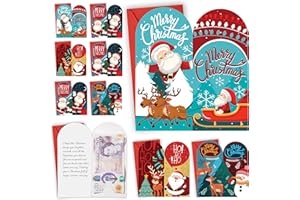 GIFTINGHOUSE Pack of 16 Christmas Money Wallets and Envelopes – Xmas Money Wallets for Cash Gifts Featuring 4 Cute Santa Designs - Eco-Friendly Christmas envelopes Multipack for Family, Friends and Kids