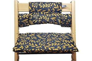 Shabany® Hochstuhl Sitzkissen 100% Bio Baumwolle | Classic Kissen Sitzbezug | Hochstuhlauflage | 2-teilig passend für Stokke Tripp Trapp Kinderhochstuhl |maschinenwaschbar | einfache Befestigung