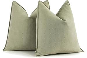 ZWJD Salbei Grün Kissenbezug 40x40 2er Set Chenille Kissenbezüge Sofakissen Kissenhüllen mit elegantem Design, weiche und luxuriöse dekorative Dekokissen für Couch, Bett und Heimdekoration