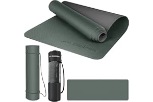 ‎ELITEATHLETE EliteAthlete Yogamatte - Sportmatte - Fitnessmatte - Gymnastikmatte gepolstert & rutschfest für Fitness, Pilates - Yoga Matte - 183 cm x 61 cm x 0.6 cm - Trainingsmatte inkl. Transportgurt + Tasche