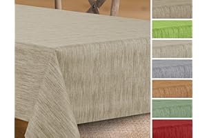 BEAUTEX Wachstuchtischdecke rund oval eckig, Georginias Tischdecke abwischbar, Farbe und Größe wählbar (Eckig 120x140 cm Beige)