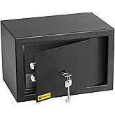 HomeSafe HV20K Sejf z wysokiej jakości zamkiem kluczowym, 20x31x20cm (HxWxD), Czarny Satynowy